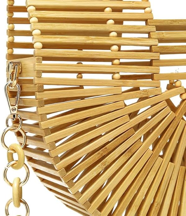 Women's Bamboo Handbag, Handmade Straw Bag