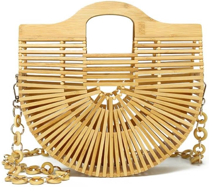 Women's Bamboo Handbag, Handmade Straw Bag