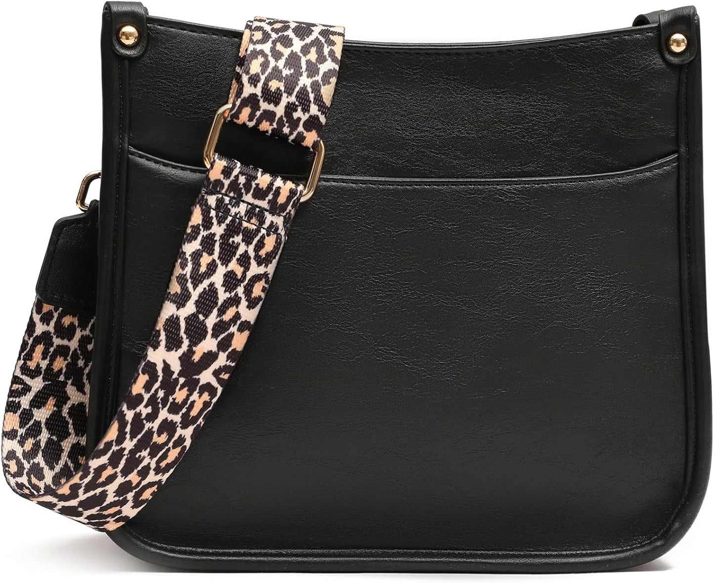 Women's Crossbody Shoulder Bag with Leopard Guitar Strap
