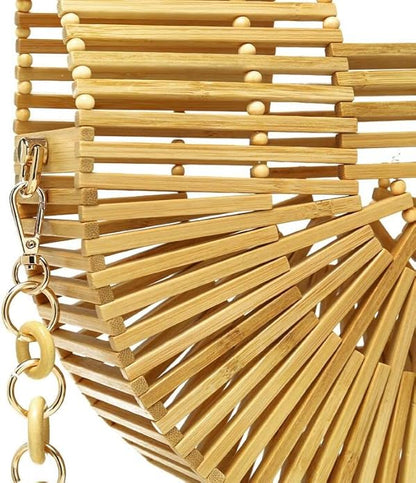 Women's Bamboo Handbag, Handmade Straw Bag
