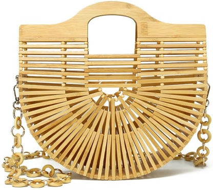 Women's Bamboo Handbag, Handmade Straw Bag